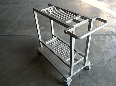 Custom Brushed Stainless Slat & Brush Drying Cart