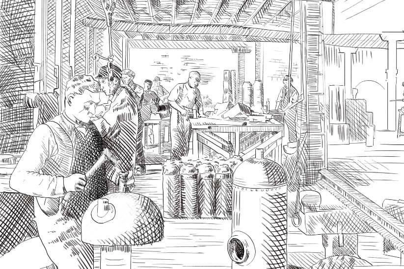 Illustration of Laciny Shop in 1800s
